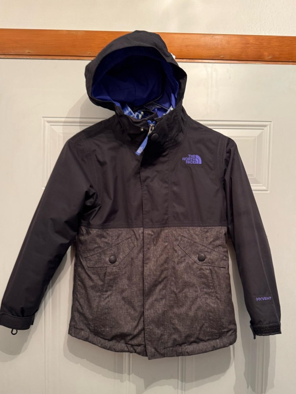 Girls The North Face Black Zoe Triclimate Hooded Winter Snow Jacket S7/8
